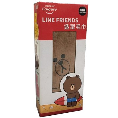。小虎.挖寶庫。全新LINE FRIENDS造型毛巾 熊大BROWN 造型毛巾(25x70cm) 高露潔Colgate