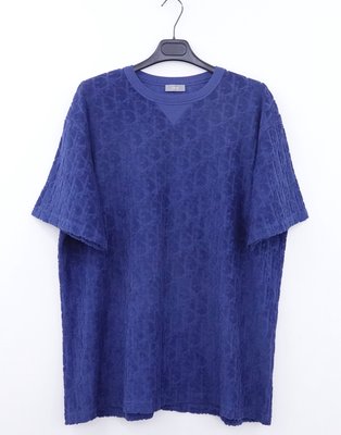 【DIOR】D logo oblique  毛巾布 POLO衫  XL 藍