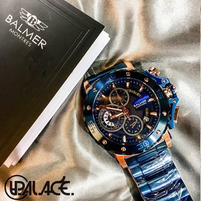 全新現貨 年度錶款首選 瑞士 BALMER賓馬 賓馬王系列 金屬藍金配色 真三眼男士錶