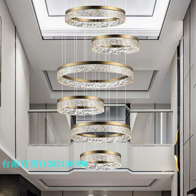 客廳吊燈復式樓大吊燈意式輕奢設計師現代簡約大氣樓梯燈別墅挑高客廳吊燈照明燈