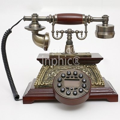 INPHIC-歐式實木電話機 家用商務古董座機 創意懷舊有繩電話