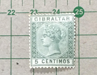 【郵卡庫2/QV】直布羅陀1889年SC 29，5分維多利亞女王，原膠背貼新票 SP8891