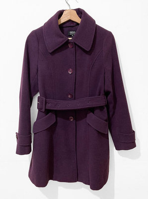 【二手9成新】OZOC 日系 日本 紫色 紫紅色 長版 大衣 外套