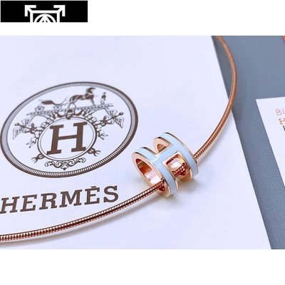 HERMES愛瑪仕滴油硬鏈H項圈 925純銀電鍍 18K金項鍊~三森手飾