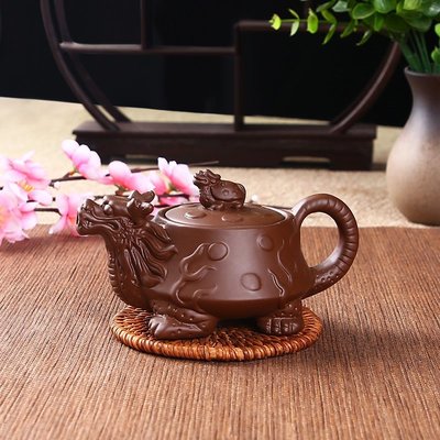 熱銷 宜興紫砂壺龜龍茶壺手工陶瓷套裝家用小號泡茶壺大容量茶具單壺 可開發票