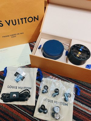 LOUIS VUITTON LV 無線藍芽耳機QAB040  Master＆Dynamic 藍黃款 專櫃正品附購證 極新