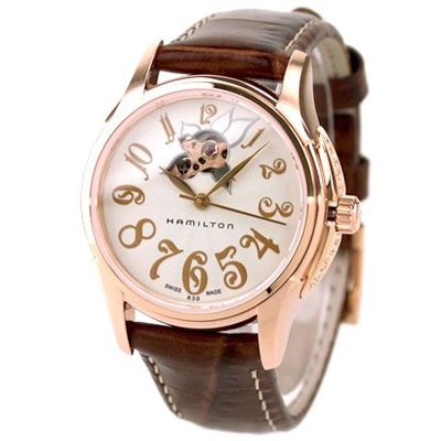 HAMILTON H32345983 漢米爾頓 手錶 機械錶 34mm LADY AUTO 鏤空 玫瑰金 皮錶帶 女錶