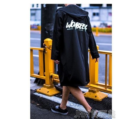 現貨熱銷-潮雨衣印花個性時尚黑色eva成人長訂製logo 戶外男女學生防雨旅行CFLP