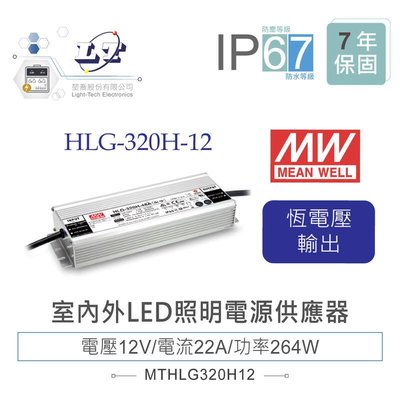 『堃邑』含稅價 MW明緯 12V/22A HLG-320H-12 LED室內外照明專用 恆流恆壓 電源供應器 IP67