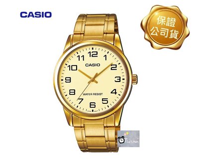 [時間達人]CASIO卡西歐 MTP-V001G-9B 簡約數字 指針男錶 不銹鋼 石英錶 阿拉數字卡西歐保固一年 送禮