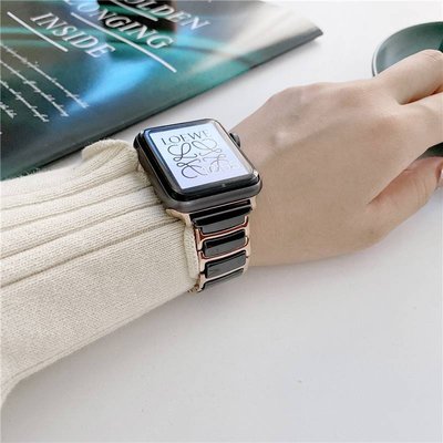 陶瓷不鏽鋼錶帶 適用蘋果手錶 金屬錶帶 適用Apple Watch 女士錶帶 se 7 6 5 4 3 44 45mm
