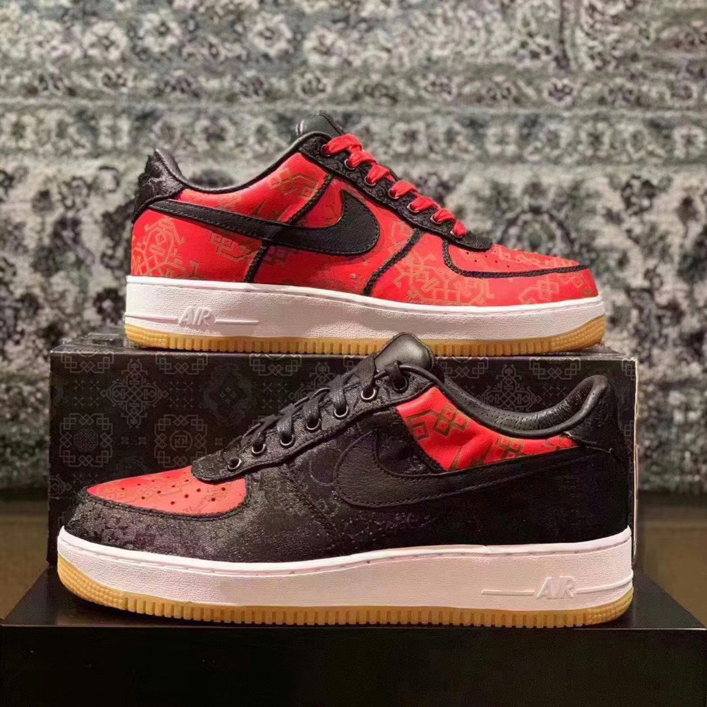 台灣公司貨us4.5 Nike Air Force 1 CLOT Fragment 閃電黑絲綢TS GD 黑