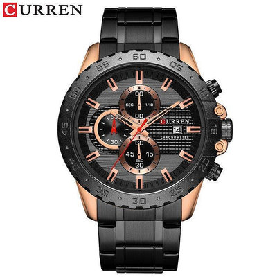 CURREN/卡瑞恩8334 鋼帶手錶 簡約商務錶 防水大錶盤男生時裝錶