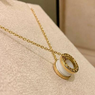 『甜甜二手』Bvlgari 寶格麗 18k金 B.zero1白陶瓷壓環 彈簧 螺旋玫瑰金項鏈吊墜 346082