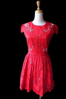 *Beauty*alice +olivia紅色蕾絲短袖洋裝2號13800   元WE17