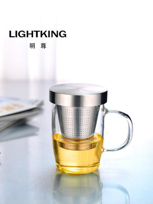 廠家出貨明尊 SG-01玻璃茶壺飄逸杯不銹鋼內膽過濾玻璃茶杯辦公室單人水杯