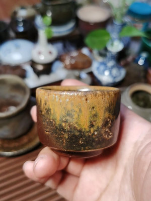 【二手】日本回流 備前燒 松脂流釉 色彩燒制漂亮 有的來看看 主 日本回流 瓷器 茶具【久藏馆】-2825