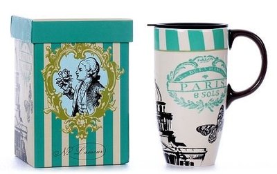 點點蘑菇屋{有蓋馬克杯}美國cypress陶瓷隨身杯路易 皇家 蝴蝶 拿鐵杯 ~附精緻紙盒
