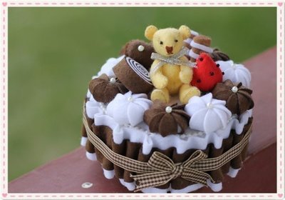 情人節【免剪裁】蛋糕音樂盒不織布材料包咖啡蛋糕