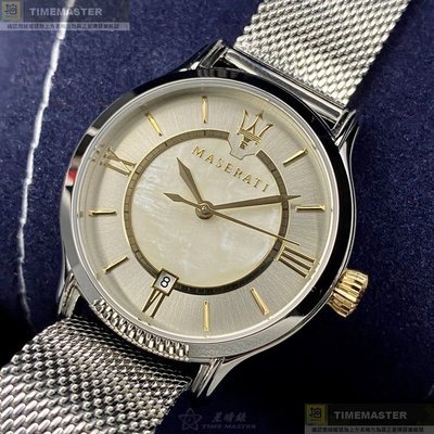MASERATI手錶,編號R8853148504,34mm銀錶殼,銀色錶帶款