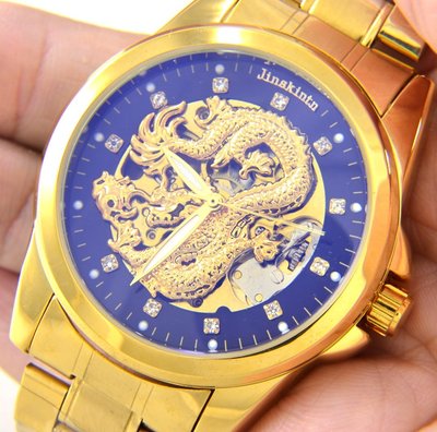 (七0一元起標無底價)超大錶徑4.2公分.黃金神龍.JINSKINTN自動上鍊機械錶.....