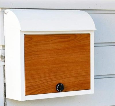 15468c 日本製 好品質 304不鏽鋼  白色 木頭感  牆壁上壁掛式信箱郵筒郵箱信封信件意見箱收納箱擺件禮品
