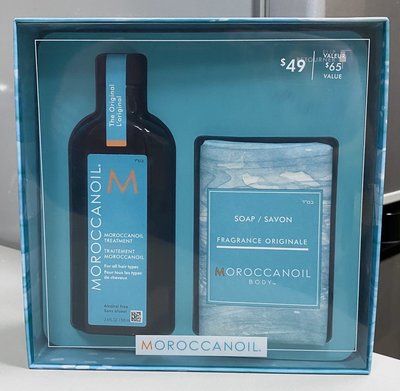 (只要990元)Moroccan Oil 摩洛哥優油 禮盒組 優油 100ml + 香氛沐浴皂 200g(附壓頭)