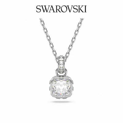 SWAROVSKI 施華洛世奇 Birthstone 鏈墜 方形切割 鍍白金色 四月白色 誕生石