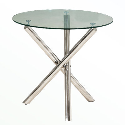 【在地人傢俱】22 便宜購-119型玻璃2.6尺不鏽鋼腳休閒圓桌/洽談桌/餐桌 SH116-6