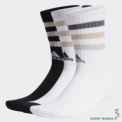 Adidas 襪子 中筒襪 3入組 黑白【運動世界】IC1279