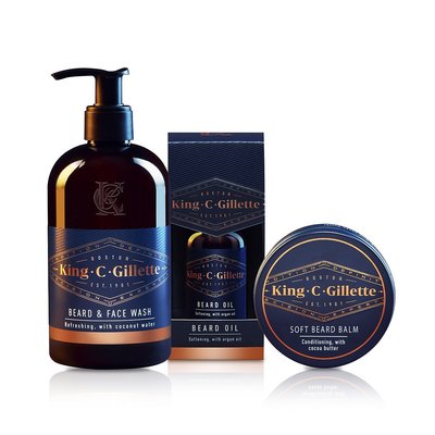 【英倫代購】King C. Gillette 保濕滋養育鬍組 -- 育鬍膏+育鬍油+洗鬍乳