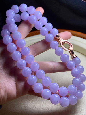翡翠紫羅蘭項鏈，翡翠紫羅蘭，珠子項鏈，翡翠紫羅蘭珠子手串，紫