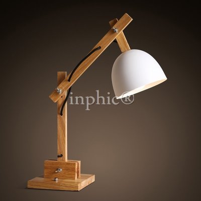 INPHIC-北歐 實木 臥室床頭檯燈簡約復古書桌辦公室白色燈罩檯燈