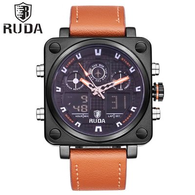 RUDA跨境爆款數字指針雙顯示機芯防水運動戶外休閑男士女士手錶