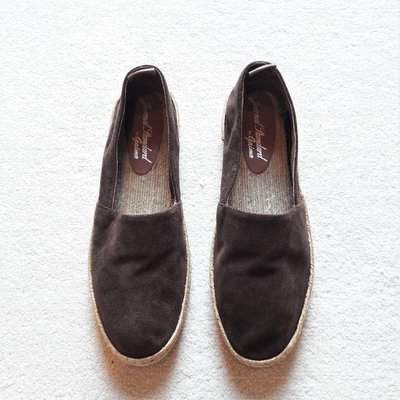 [ VINTAGE ] 西班牙 gaimo 咖啡色麂皮草編膠底鞋