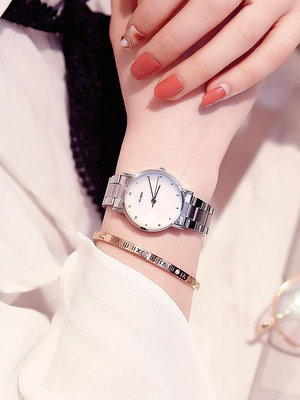 正品威龍wilon時尚潮流鋼帶女士手錶鋼帶錶情侶錶學生防水石英錶