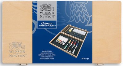 溫莎牛頓 WINSOR&amp;NEWTON Cotman #0392329 塊狀水彩 禮盒組 木盒套裝(12+8)
