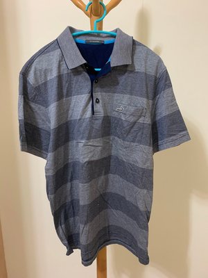 衣市藍~Crocodile 短袖條紋POLO衫 (L~) (210625)