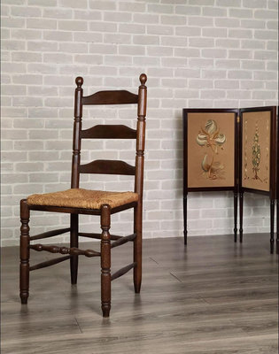 法國 胡桃木 麥稈 梵谷椅 單椅 餐椅 書桌椅 歐洲老件 ch0453【卡卡頌  歐洲古董】✬