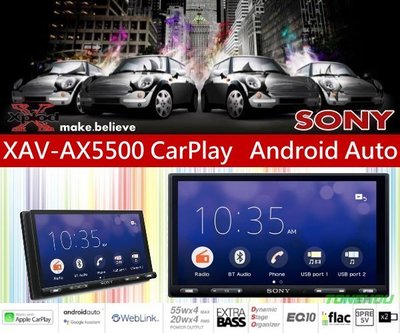 通豪汽車音響ONY XAV-AX5500 CarPlay Android Auto 多了手機鏡像與可以播放youtube