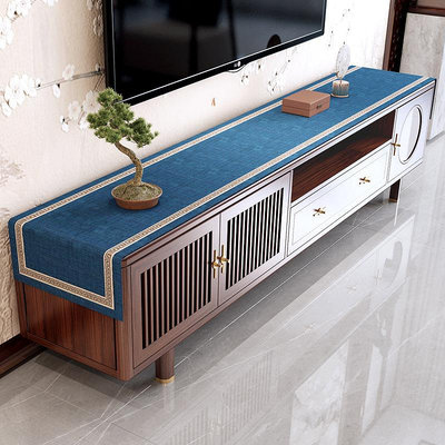 V3U2批發中式茶幾桌布電視柜長方形蓋布方幾墊茶桌臺布仿棉麻布藝