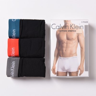 (PSM街頭潮流選)CALVIN KLEIN 正品公司貨 新款彩色腰織帶純棉男四角內褲3入組