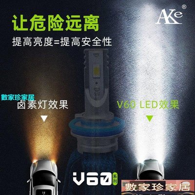 [數家珍家居]AK V60編織袋強光汽車LED大燈超亮H4/H7遠近一體9012/H11改裝燈泡
