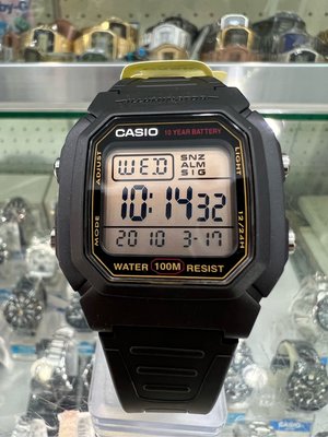 【金台鐘錶】CASIO卡西歐 數字型 學生 當兵 指定款 防水 (咖啡面) W-800HG-9A