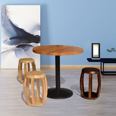 (碳燒色) 實木復古圓鼓凳 鼓椅 古椅凳 餐椅 椅凳 實木椅
