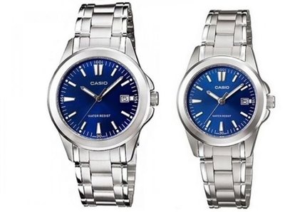 CASIO手錶 公司貨簡潔大方對錶MTP-1215A-2A2+LTP-1215A-2A2搭配獨立日期顯示