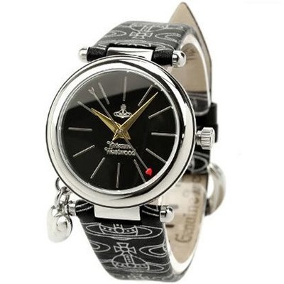 Vivienne Westwood 手錶 英國 ORB錶帶 愛心墜飾 真皮 女錶 生日 禮物 VV006BKBK