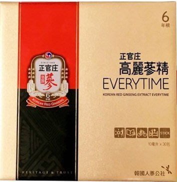正官庄 高麗蔘精EVERYTIME 30入*1盒(6年根高麗蔘精華液，韓國原裝進口)
