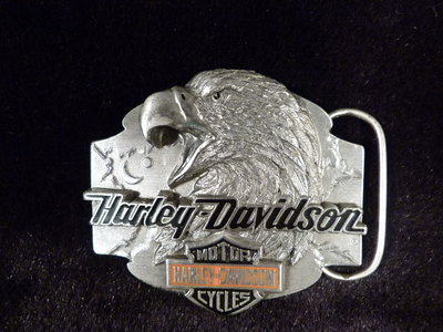 古玩軒~Harley-Davidson 哈雷皮帶扣1992年製造美國製造 鷹~WST776