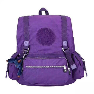 小Z代購#Kipling 猴子包 k15057 紫色 掀蓋抽繩輕量雙肩後背包 大款  防水